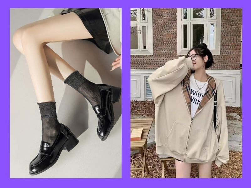 Áo khoác oversize và boot cổ ngắn