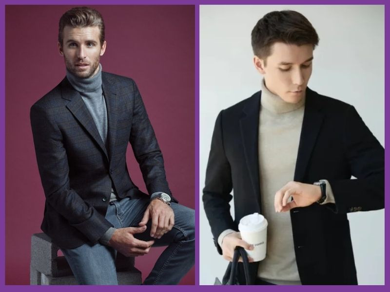 Áo len cổ lọ và vest đi date