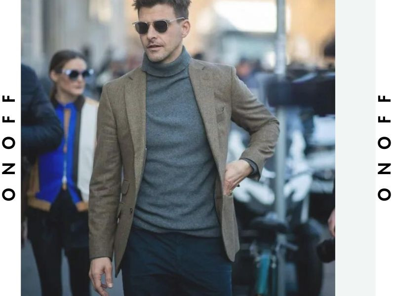 Áo len cổ lọ với suit