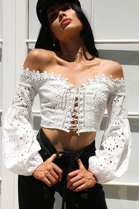 Áo sơ mi nữ cổ thuyền dáng croptop thời trang