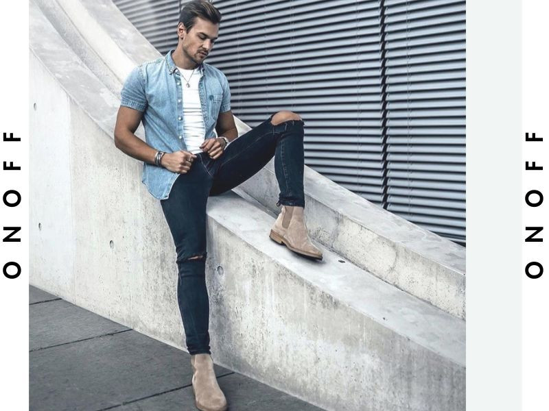 Áo thun slim-fit kết hợp với sơ mi rộng