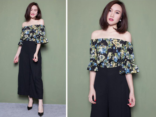 Áo trễ vai quyến rũ với Culottes