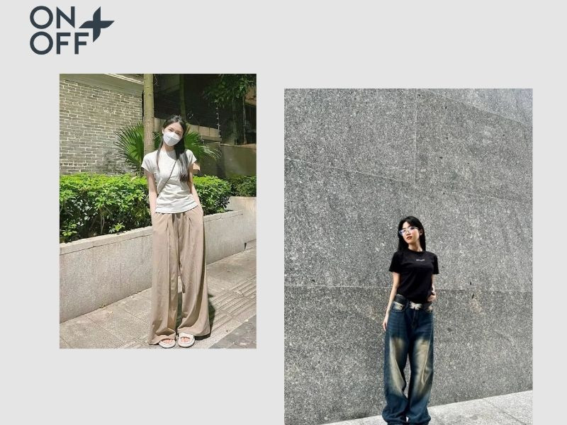 Babytee và quần ống loe trẻ trung