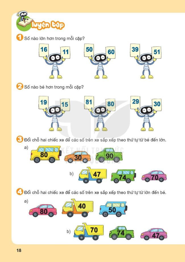 Bài tập luyện tập chung so sánh số có hai chữ số lớp 1 - File 1