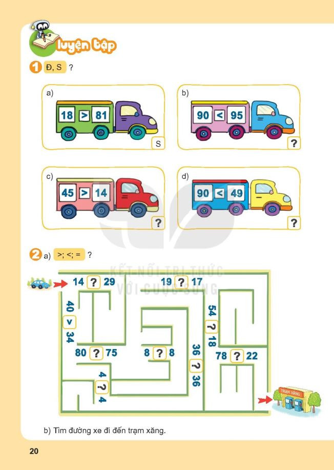 Bài tập luyện tập chung so sánh số có hai chữ số lớp 1 - File 2