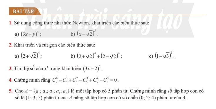 Bài tập về nhị thức Newton