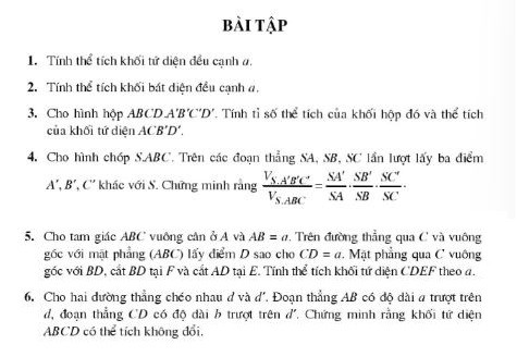 Bài tập về thể tích khối đa diện
