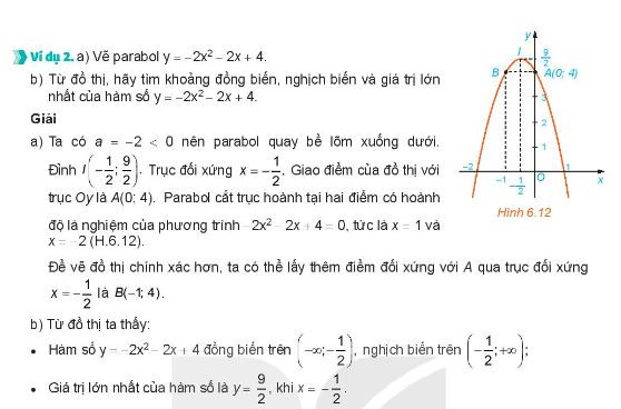 Bài tập ví dụ về tính đồng biến và nghịch biến của hàm số bậc 2