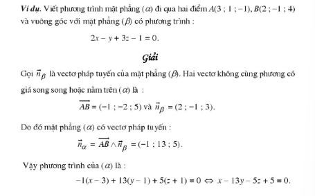 Bài toán ví dụ về vị trí tương đối của mặt phẳng