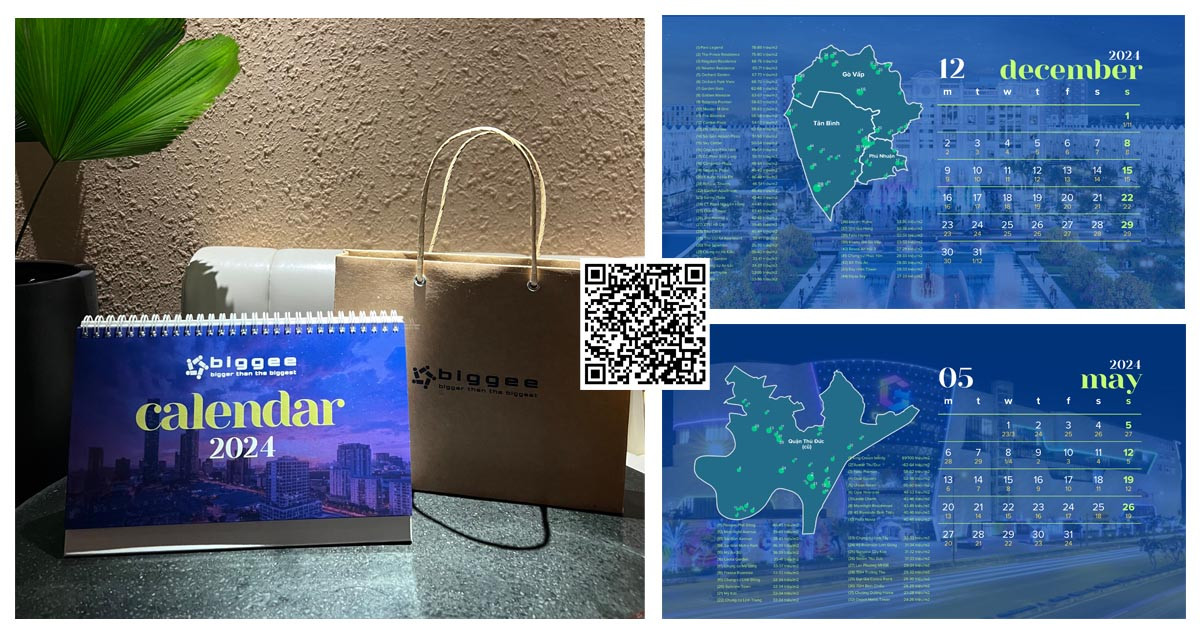 Lịch để bàn 2024 kết hợp bản đồ giá 500 dự án căn hộ chung cư tại TP HCM