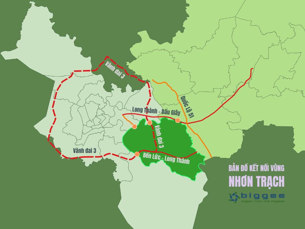 Bản đồ kết nối vùng Nhơn Trạch