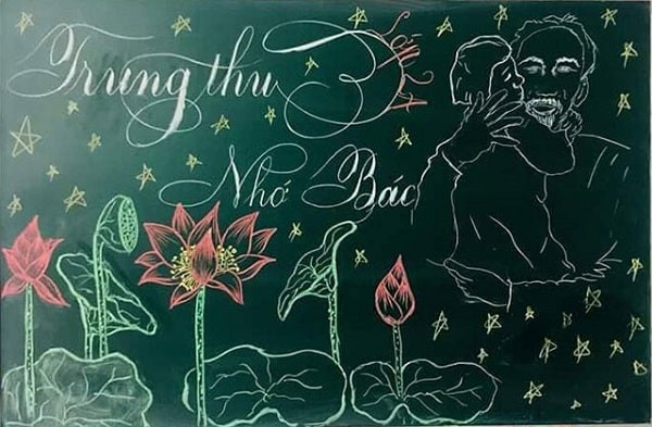 Bảng phấn lớp học với hình ảnh Trung thu
