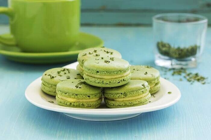 Bánh xốp Macaron vị trà xanh