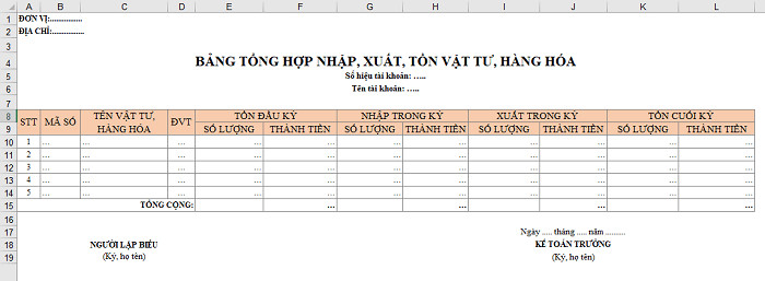 Báo cáo xuất nhập tồn
