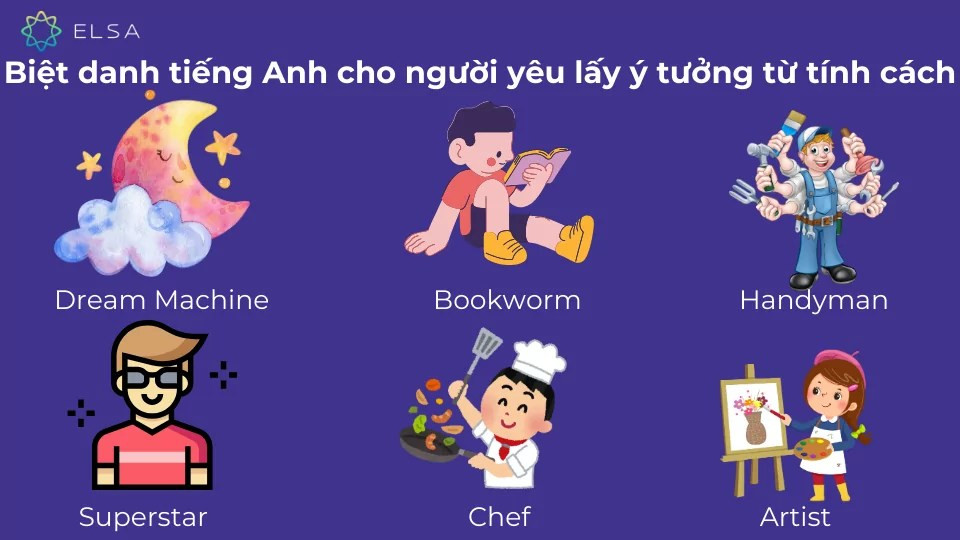 Biệt danh tiếng Anh cho người yêu lấy ý tưởng từ tính cách