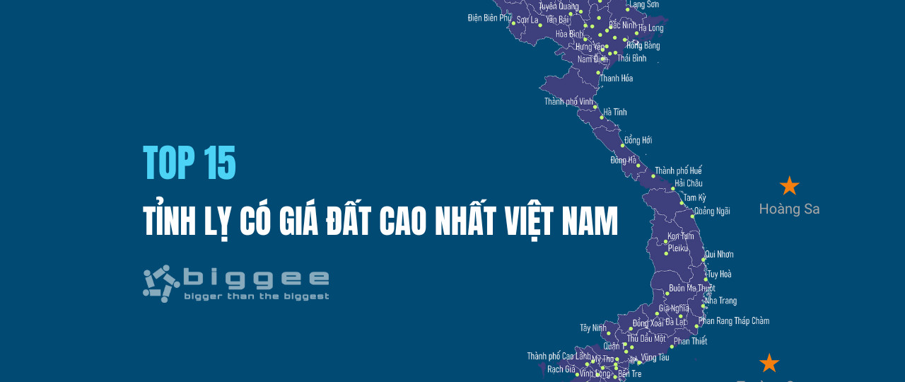 TOP 15 TỈNH LỴ CÓ GIÁ ĐẤT CAO NHẤT VIỆT NAM