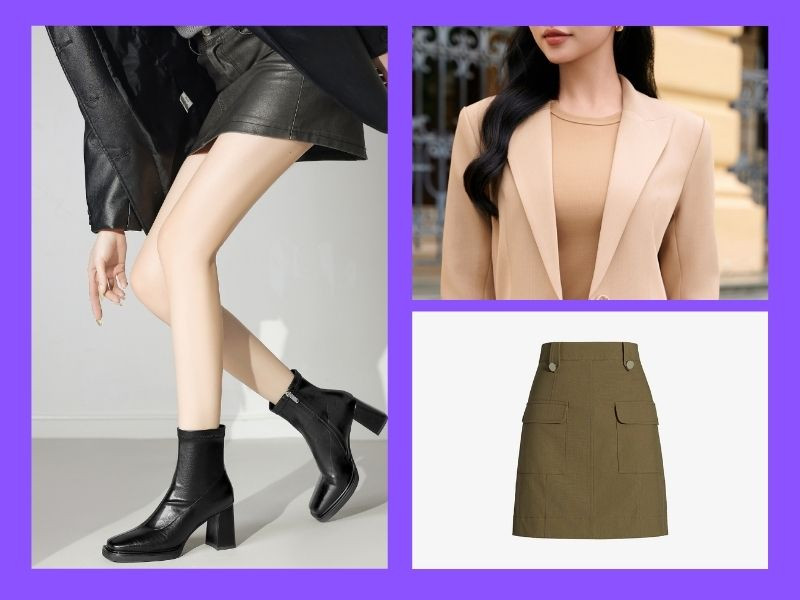 Blazer và váy chữ A