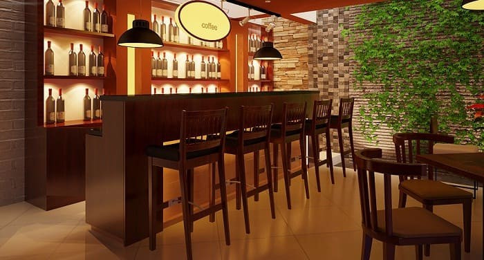 Bố trí điện an toàn, kín đáo tại quầy bar nhà hàng