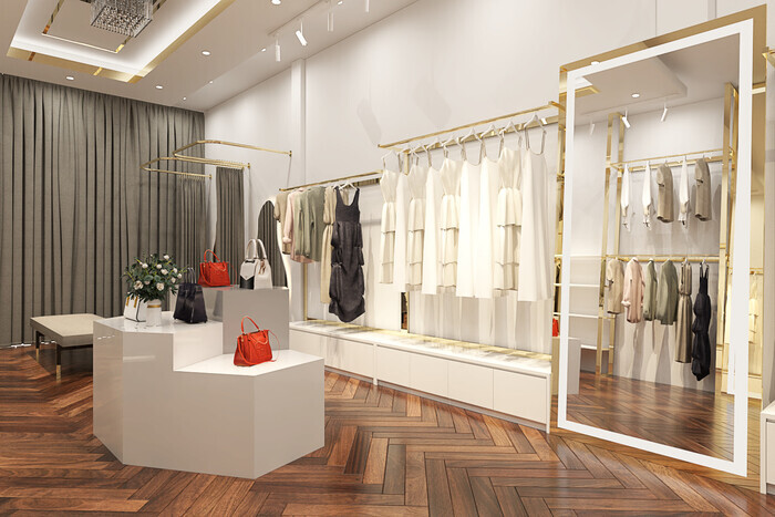 Bố trí gương thử đồ khi trang trí shop quần áo