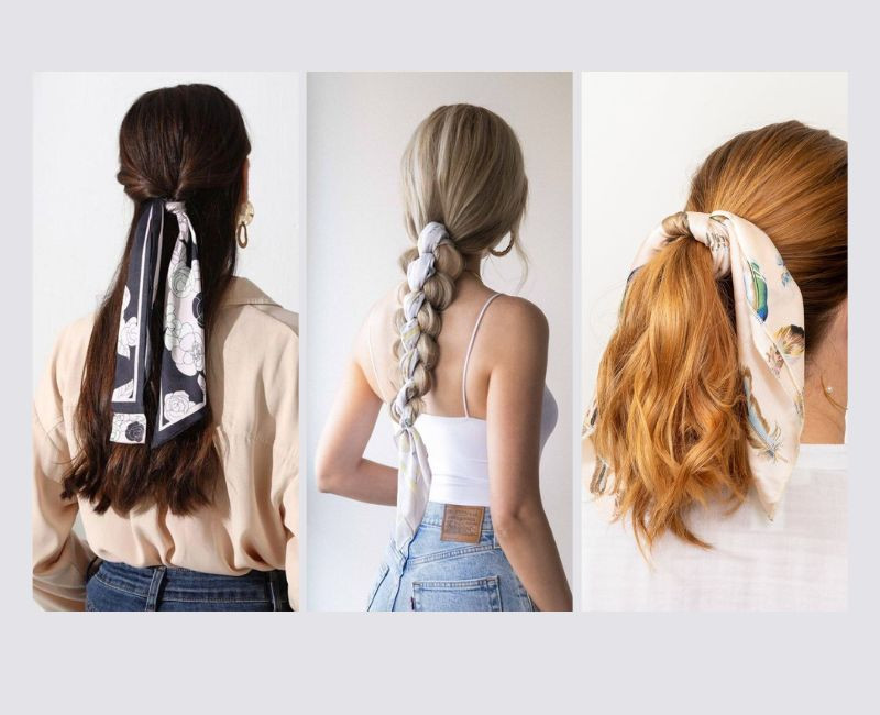 Buộc tóc bằng khăn bandana phong cách boho
