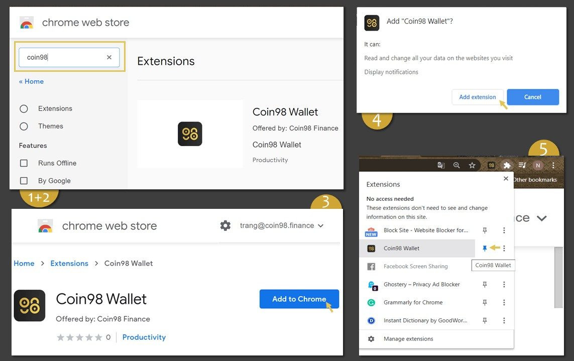 Cài đặt Coin98 Wallet trên Chrome