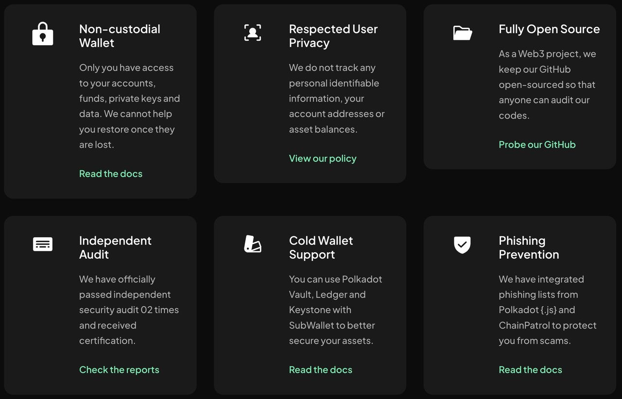Cam kết bảo mật SubWallet