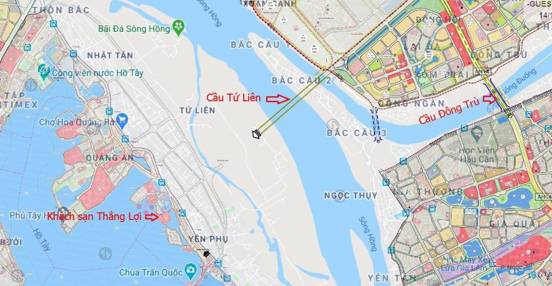 Cầu Tứ Liên trong quy hoạch khu vực