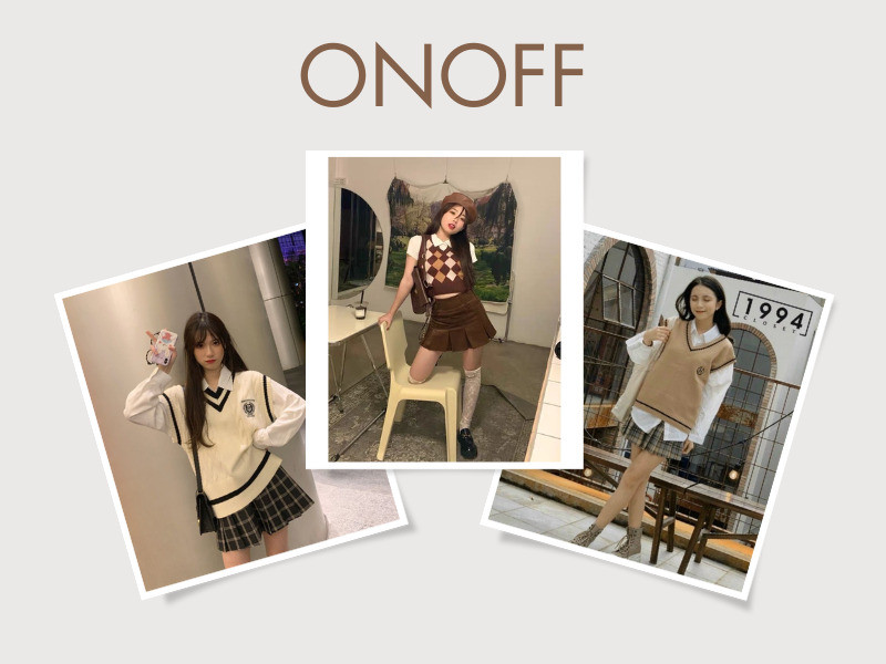Chân váy ngắn vintage với áo gile
