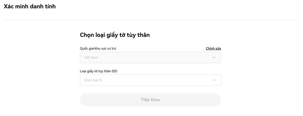 Chọn giấy tờ tùy thân