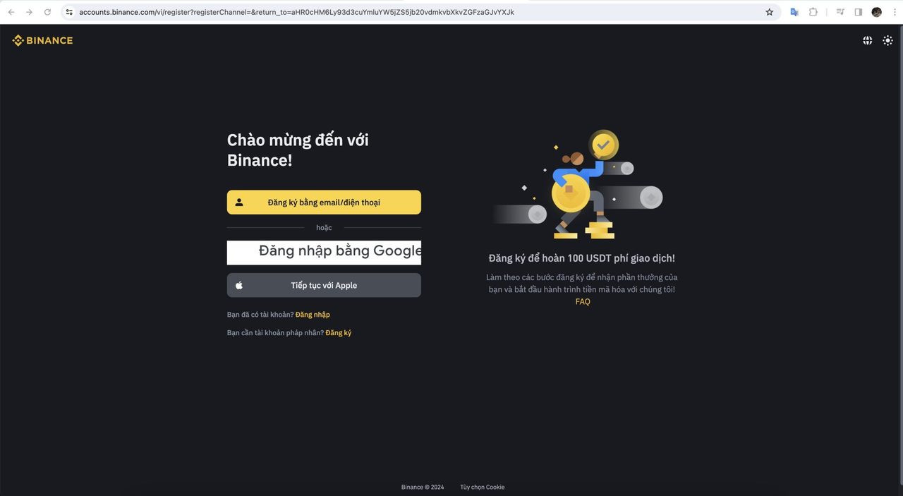 Chọn phương thức đăng ký