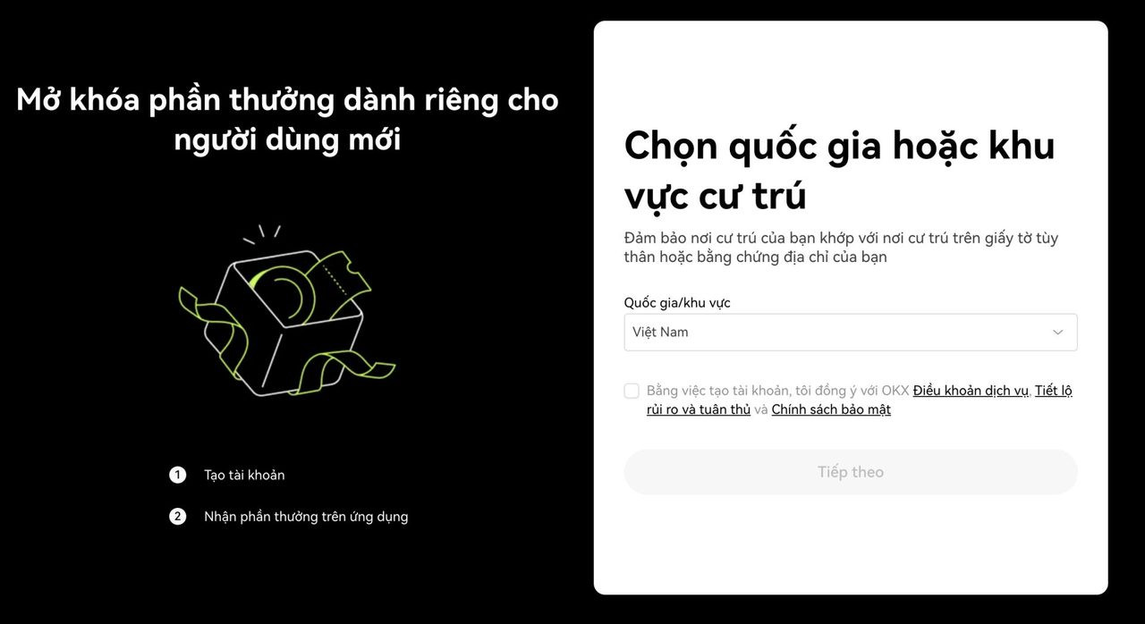 Chọn quốc gia và xác minh số điện thoại