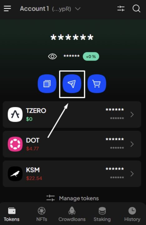 Chuyển token trong SubWallet