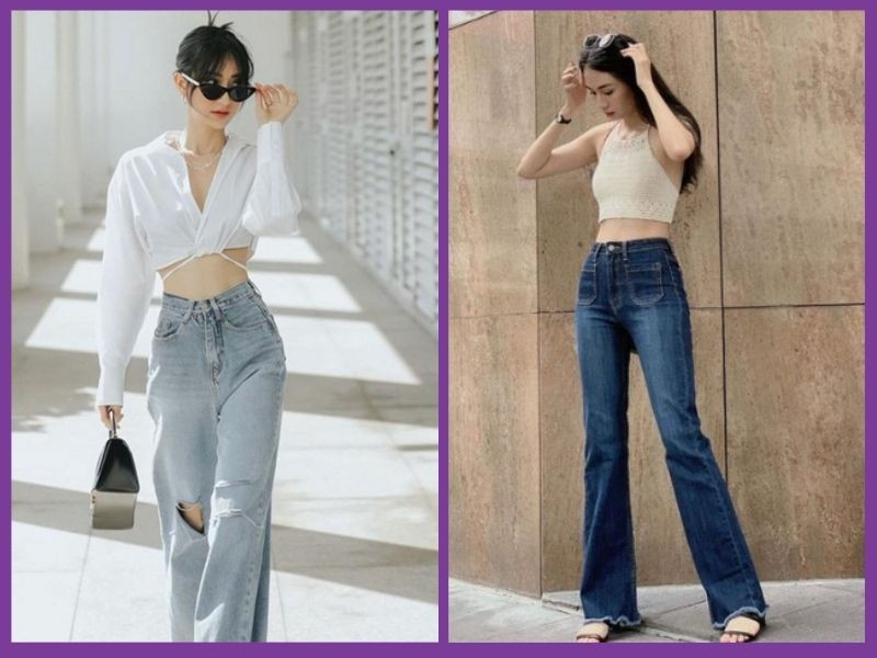 Croptop và quần jeans đi date