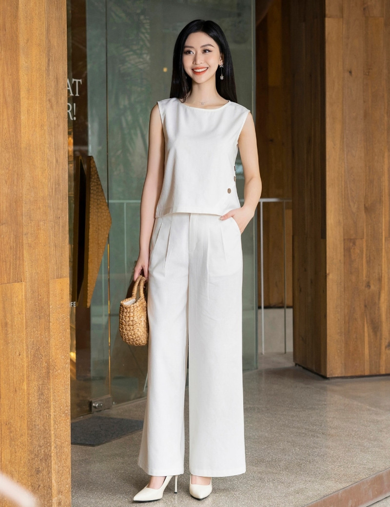 Croptop với quần ống rộng