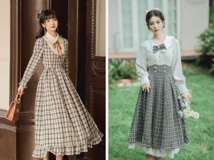 Đầm Vintage thắt eo