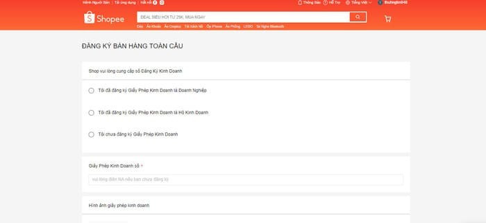 đăng ký bán hàng quốc tế Shopee