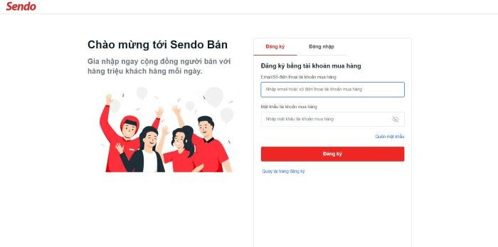 Đăng ký bán hàng trên Sendo bằng tài khoản mua hàng
