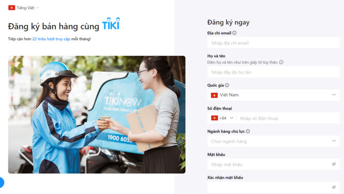 Đăng ký bán hàng trên TikiNGON