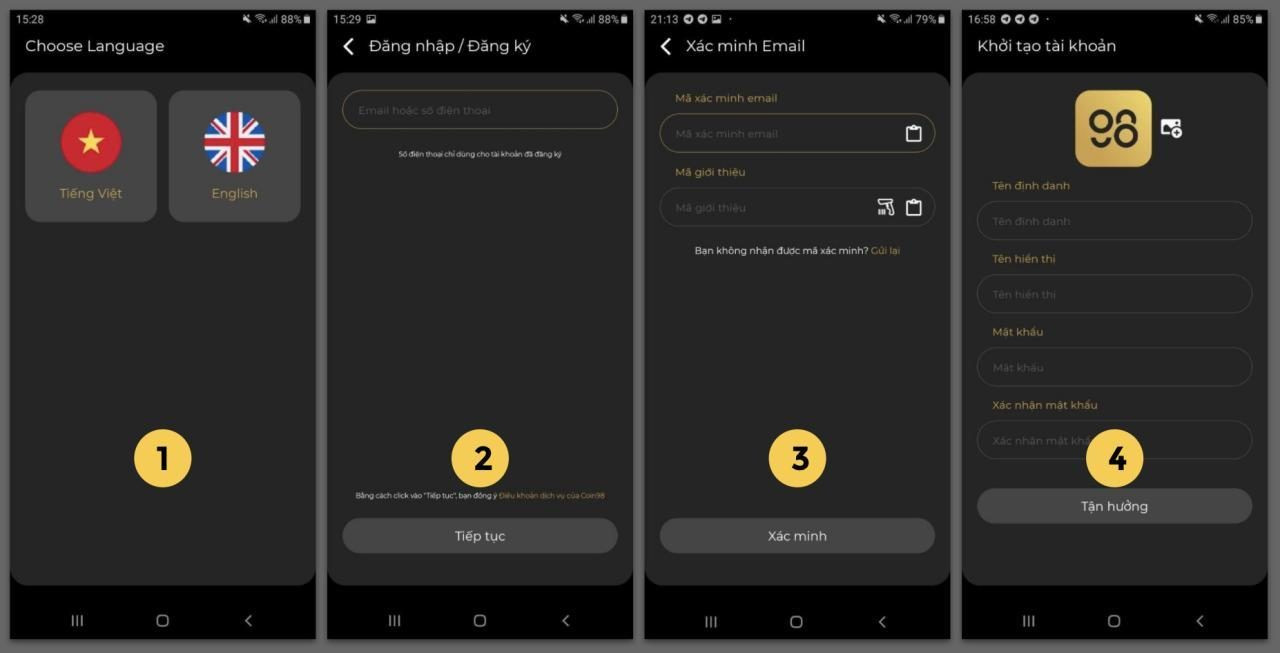 Đăng ký tài khoản Coin98 Wallet
