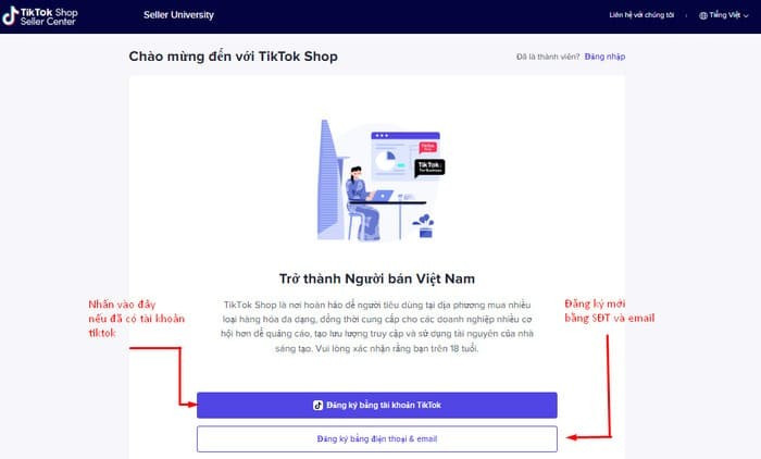 Đăng nhập TikTok Shop seller