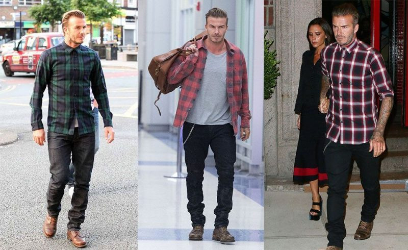 David Beckham cũng rất ưa chuộng phong cách casual với áo sơ mi flannel