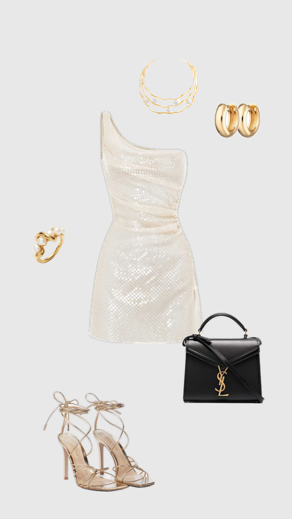 Diện váy sequin cùng giày cao gót