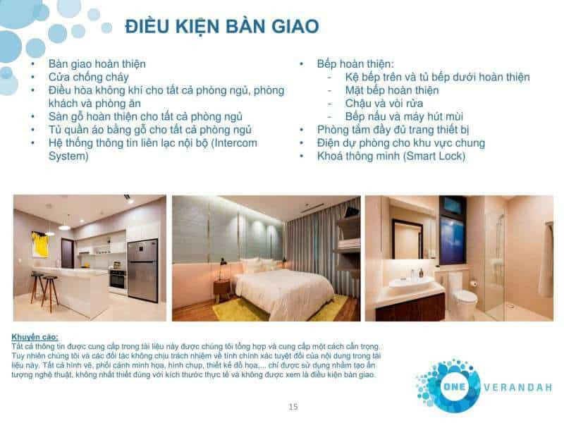 Điều kiện bàn giao One Verandah