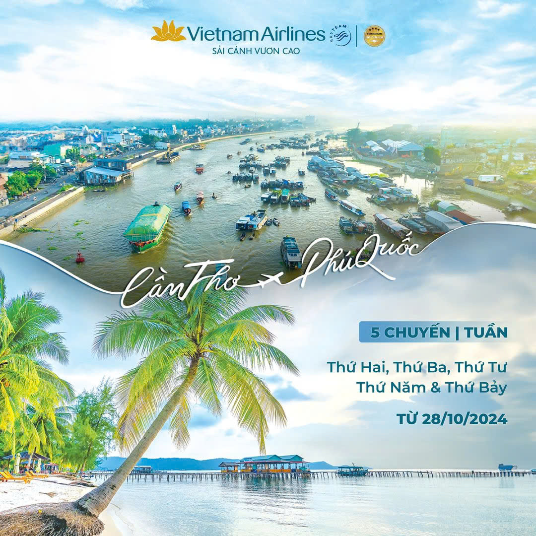 Vietnam Airlines chính thức khai thác lại đường bay Cần Thơ – Phú Quốc vào ngày 28/10/2024