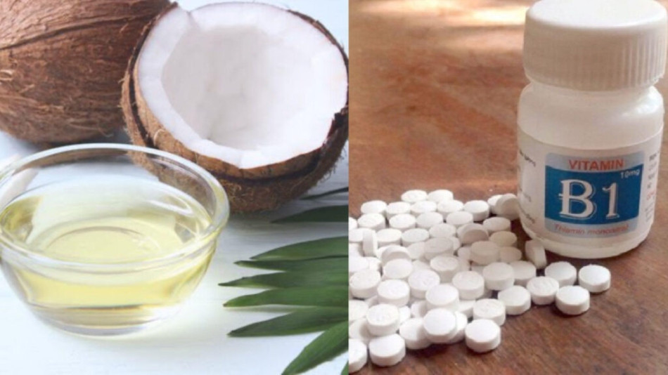 Dưỡng tóc mọc nhanh và dày với dầu dừa và vitamin B1