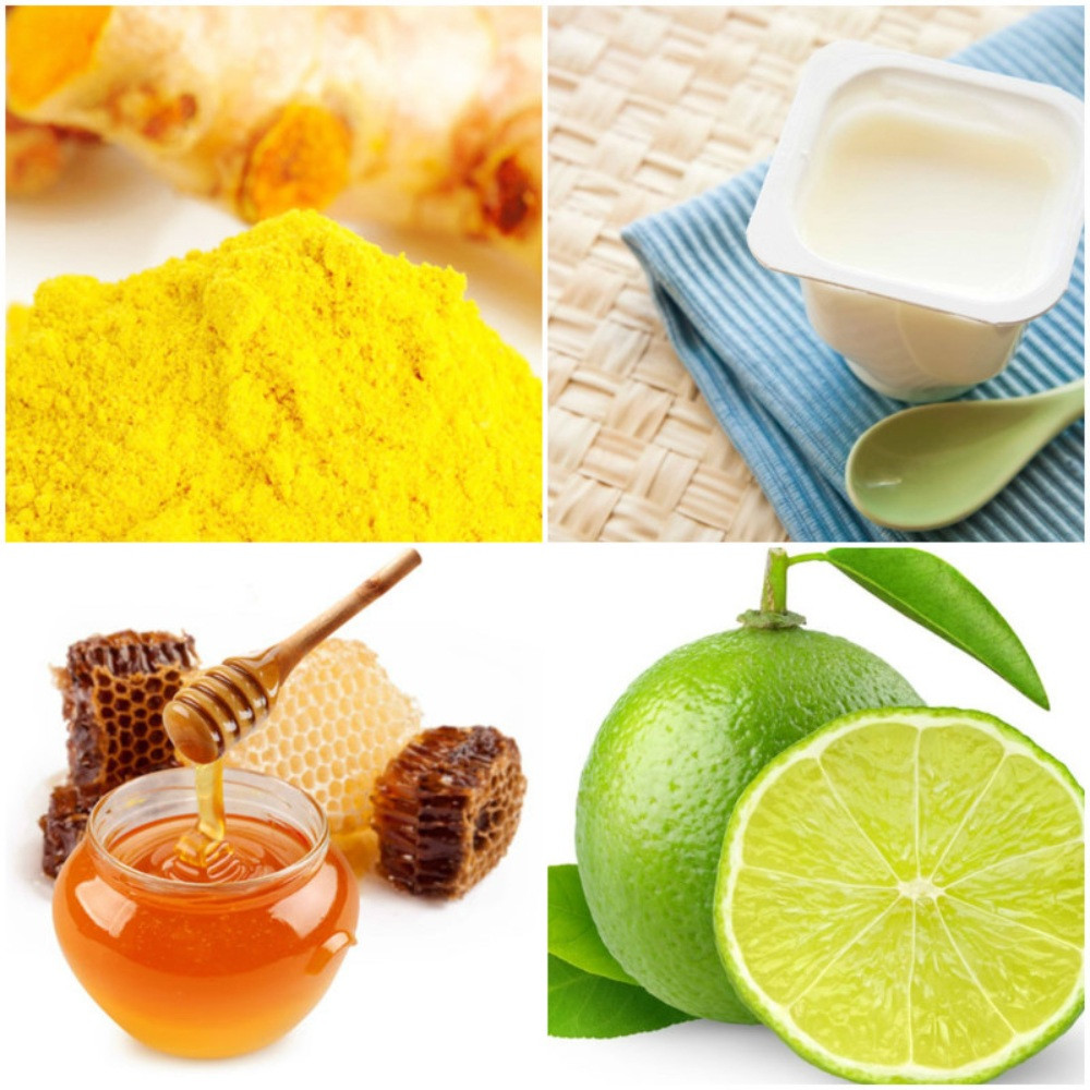 Dưỡng trắng bằng hỗn hợp mật ong, chanh, sữa chua và tinh bột nghệ