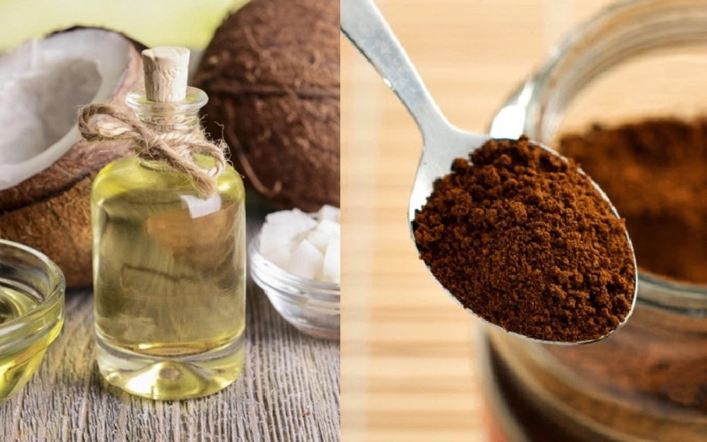 Dưỡng trắng da mặt với bã cà phê và dầu dừa đơn giản