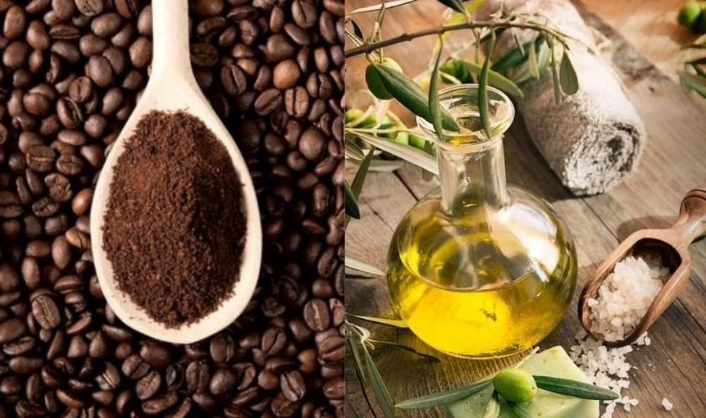 Dưỡng trắng da mặt với bã cà phê và dầu ô liu