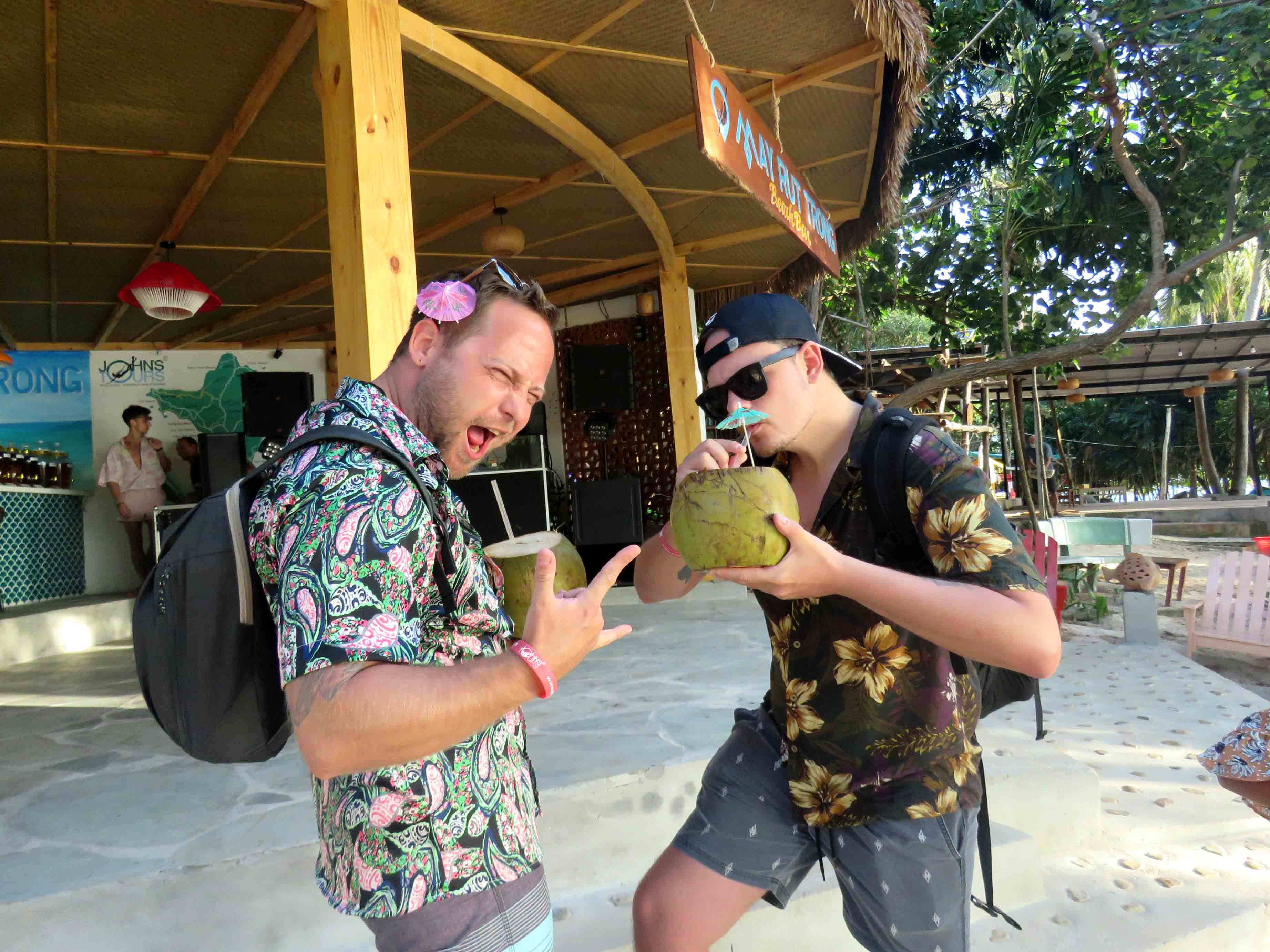 Enjoy fresh coconut at May Rut Trong Beach Bar