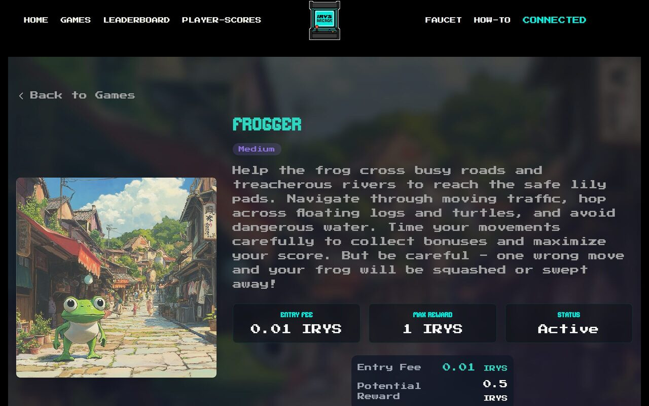 Game Frogger trên Irys